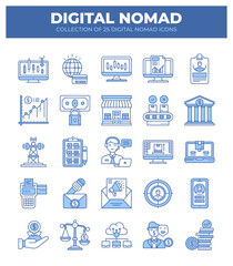 Digital Nomad Icons. Ultimate Guide to Remote Work and Online Business