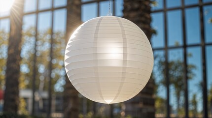 White lantern hanging from a window