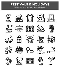 Festivals & Holidays. Collection of 25 Unique Icons