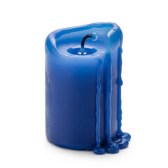 Extinguished Blue Candle Isolated on White
