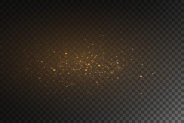 Christmas glitter glare.Golden stars shine with special light.Golden star flashes with glitter glare on transparent background.