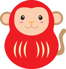 申年の干支だるまのカラーイラスト