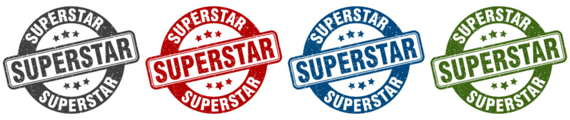 superstar stamp. superstar round stamp set isolated on white background