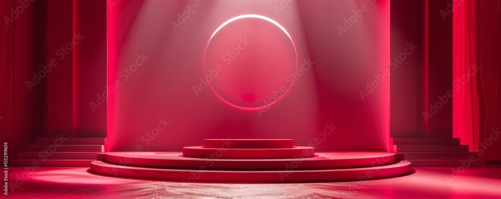 Aufkleber elegant red background with podium display for product presentation