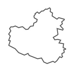 Basti District District Vector Map with Bold Black Outline of Uttar Pradesh, India