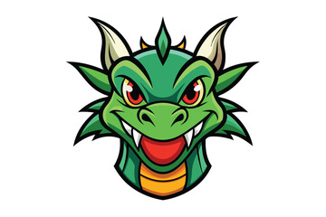 Fototapeta premium Fierce green dragon with fiery red eyes exudes a captivating, powerful, and mythical charm