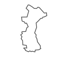 Chandauli District Vector Map with Bold Black Outline of Uttar Pradesh, India