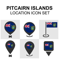 Location pins featuring the Pitcairn Islands flag. Great for remote island maps, travel apps, and educational projects.