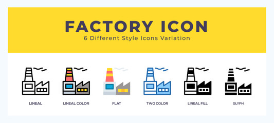 Factory icon symbol. isolated. vector illustration with different styles