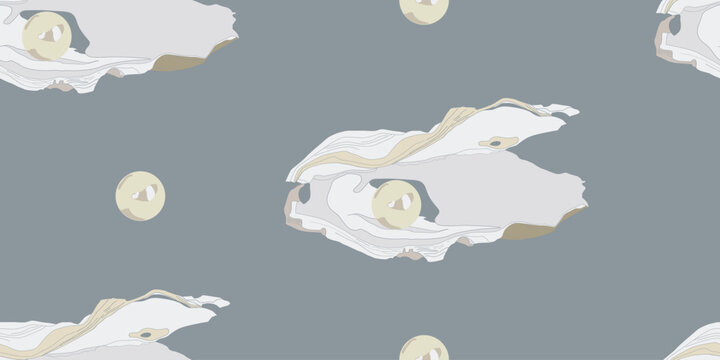 Beautiful pearl shell seamless pattern background.