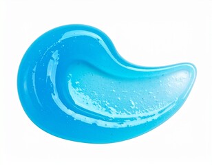 Glossy blue gel swirl in smooth wave shape, isolated on white background.
