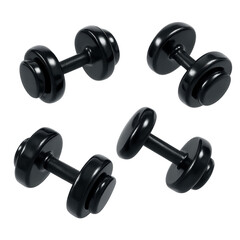 Weightlifting Equipment: A close-up shot featuring four sleek, black dumbbell, showcasing the essential tools for strength training and fitness routines.