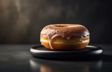 Donut with icing chocolate cream bakery food snack concept