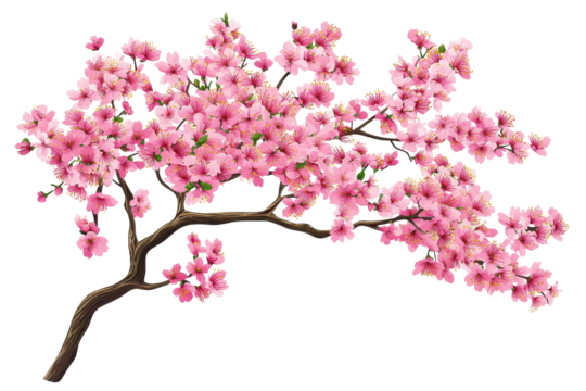 Blossoming cherry tree adorned with vibrant pink flowers in spring, showcasing nature's beauty and tranquility