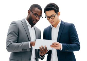 male business people working together