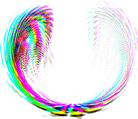 Graceful smooth flapping wings with halftone dotted outline with light right sector for copying text. Shifting multicolored outlines. Vector.