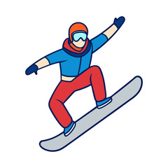 Obraz premium Flat snowboarder performing icon vector illustration design