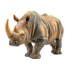 Obraz premium A detailed studio shot of a rhinoceros, showcasing its rugged skin and impressive horn