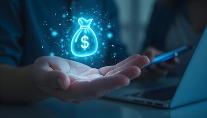 Online money transfer digital finance and technology concept