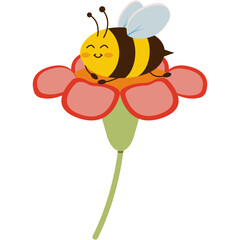 Cute Bee Illustration. Adorable cartoon bee illustration happy smiling insect fun kid cute baby wings black child. cartoon bee character logo vector cute yellow black honeybee mascot with wings illust