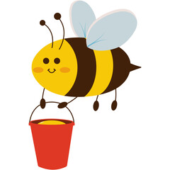 Cute Bee Illustration. Adorable cartoon bee illustration happy smiling insect fun kid cute baby wings black child. cartoon bee character logo vector cute yellow black honeybee mascot with wings illust