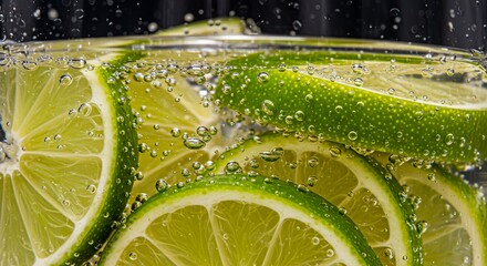 Sparkling Lime Infusion - Citrus Refreshment & Bubbling Hydration AI-Generated  