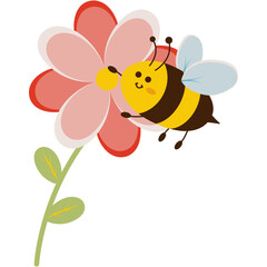 Cute Bee Illustration. Adorable cartoon bee illustration happy smiling insect fun kid cute baby wings black child. cartoon bee character logo vector cute yellow black honeybee mascot with wings illust