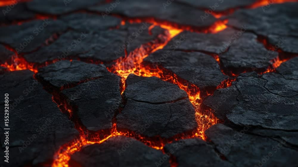 Poster close-up view of molten lava flowing on the surface