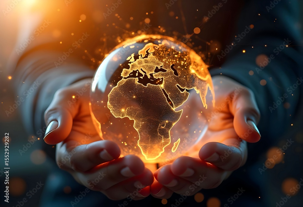 Poster global network connection technology and digital world map