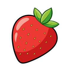 Obraz premium Flat cute strawberry icon vector illustration design