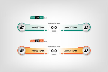 tv banner template for sports broadcasts of matches in orange and green color elements