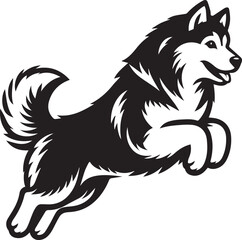 Fototapeta premium Siberian Husky Dog Vector Illustration in Black and White 