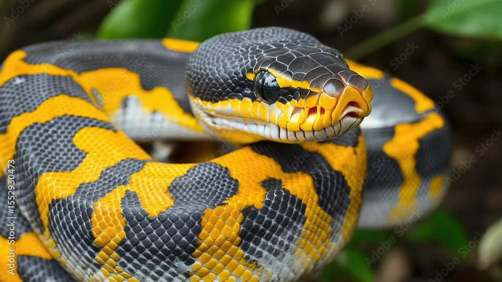 Aufkleber a close-up view of a snake coiled around a branch, providing a detailed look at its texture and patt