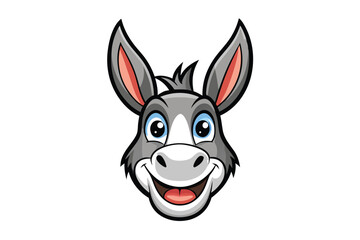 Cartoon donkey smiles broadly showcasing its goofy demeanor, creating a humorous and engaging character