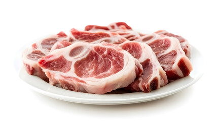 plate with beef with bacon in mushroom sauce isolated on transparent background