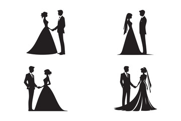 wedding bride and groom silhouettes