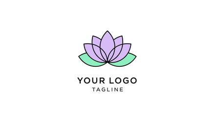 Minimalist lotus flower logo design with modern clean lines and pastel colors for wellness brands