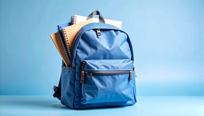 Denim Backpack Spilling Notebooks