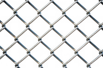 High resolution chain link fence security barrier metal mesh netting texture stock photo image background isolated on transparent background