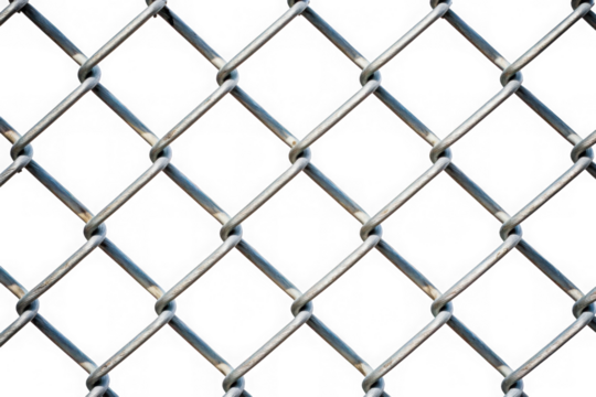 High resolution chain link fence security barrier metal mesh netting texture stock photo image background isolated on transparent background