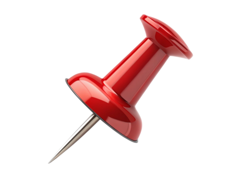 A close up studio shot of a single red push pin with a silver needle on a black background image view created with generated ai