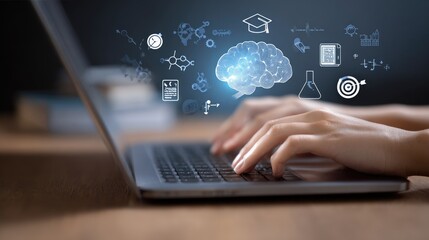Person filling out an online survey or evaluation form on a laptop suited for quizzes feedback  reviews and customer satisfaction.
