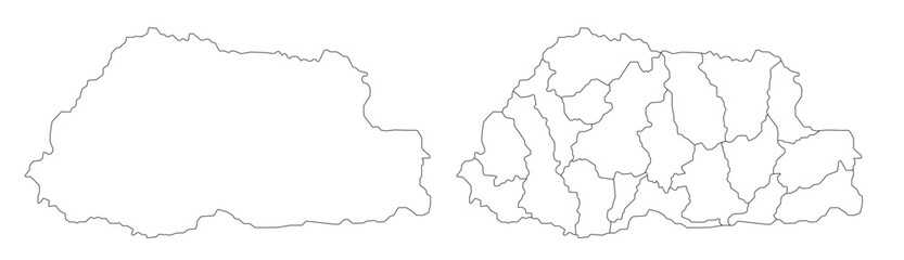 Bhutan map – vector illustration of districts and political borders