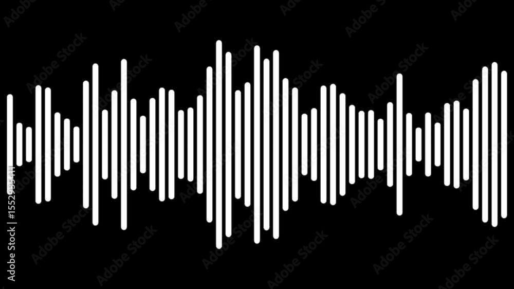 Poster white audio waveform spectrum animation. alpha channel, spectrum audio animation, wave form audio is