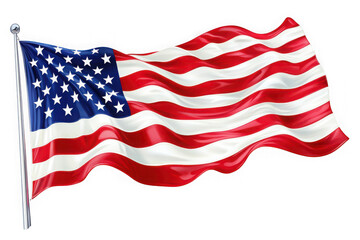Obraz premium Waving american flag png graphic, usa flag clipart, patriotic symbol, united states banner, stars and stripes, isolated on transparent background
