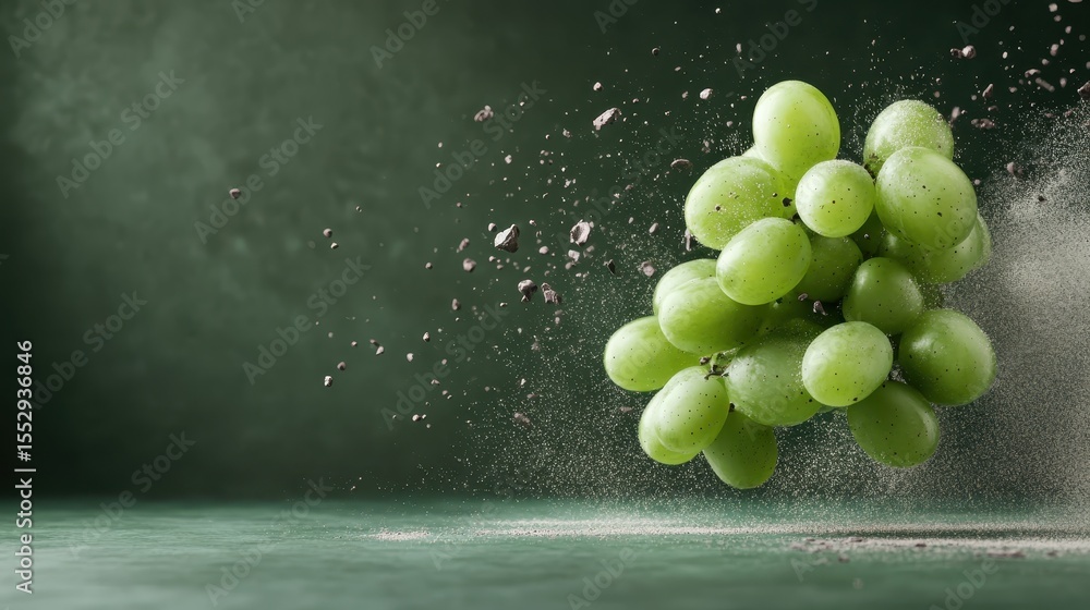 Aufkleber a burst of fresh green grapes exploding with energy creates a captivating visual, representing fresh