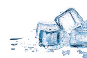 Realistic ice cubes stacked with water droplets perfect for summer drinks and refreshments isolated on transparent background