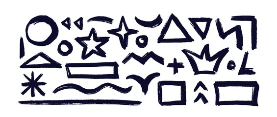Hand draw bold geometric shape. Vector grunge sign