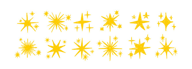Set of blinking stars Y2K sign Vintage twinkle art