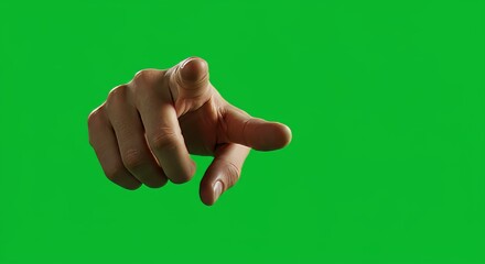 Closeup Hand Gesture Pointing Green Screen Background